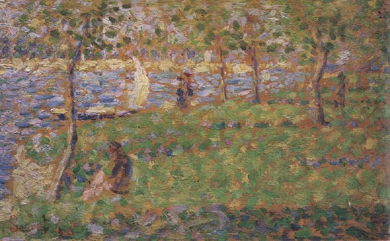 Georges Seurat Etude pour Moyenne Distance,gauche,avec Bateau a Voile china oil painting image